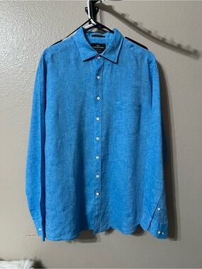 Rodd & Gunn Linen Button-up Shirt - Sky Blue- XL